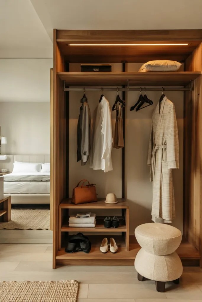 Warm wood tones used in luxury guest suite ideas design