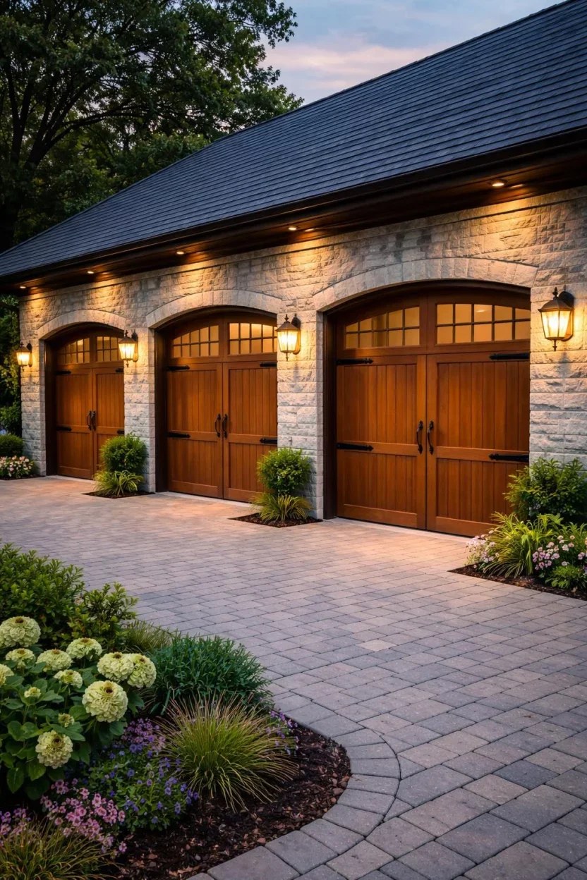 Luxurious timber garage door ideas for a warm feel