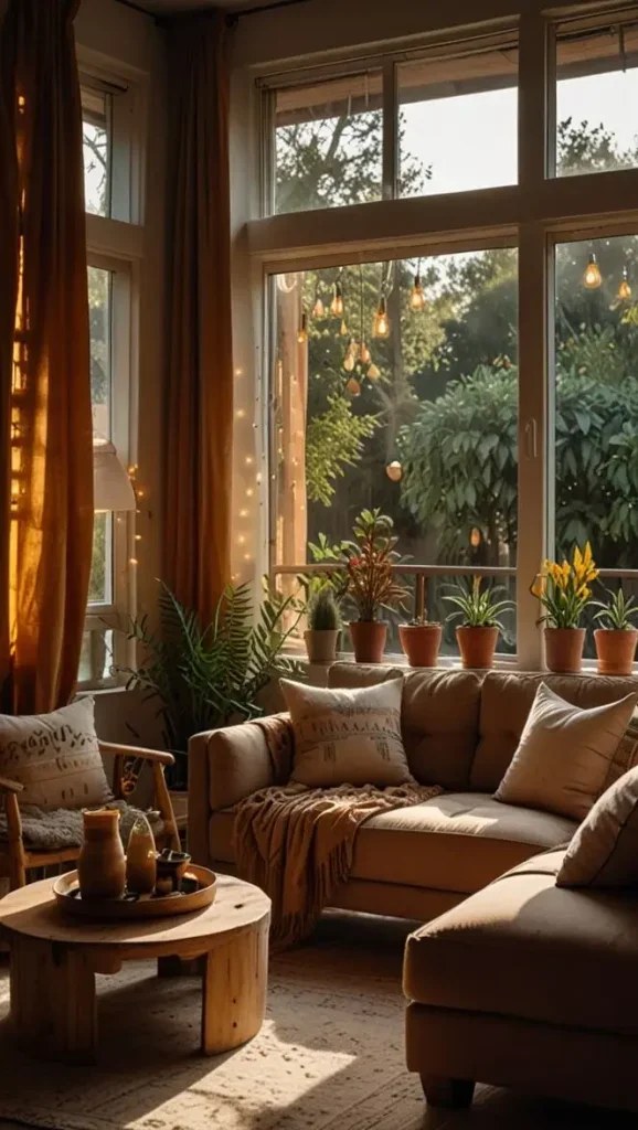 Dramatic indoor plants bringing vibrancy to a living room