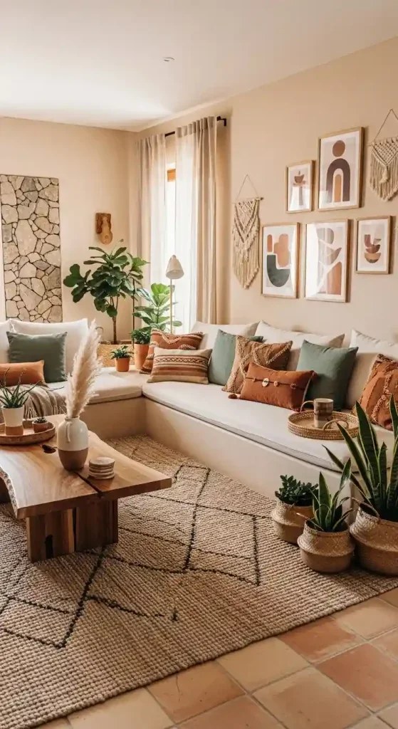 Indoor plants breathing life into a serene living room
