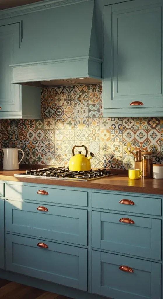 Playful designs enhancing kitchen atmosphere and warmth.