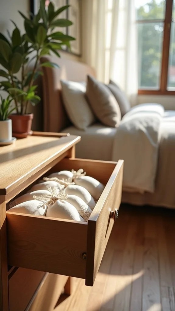 Cozy setup with scented candles lighting up the room.