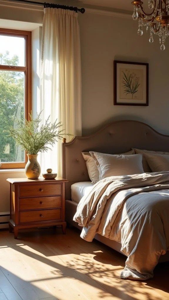 Embroidered herbal sachets adding charm to decor.