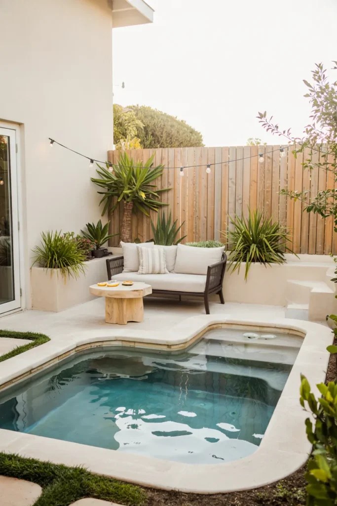 Family-friendly small plunge pool idea with playful features.
