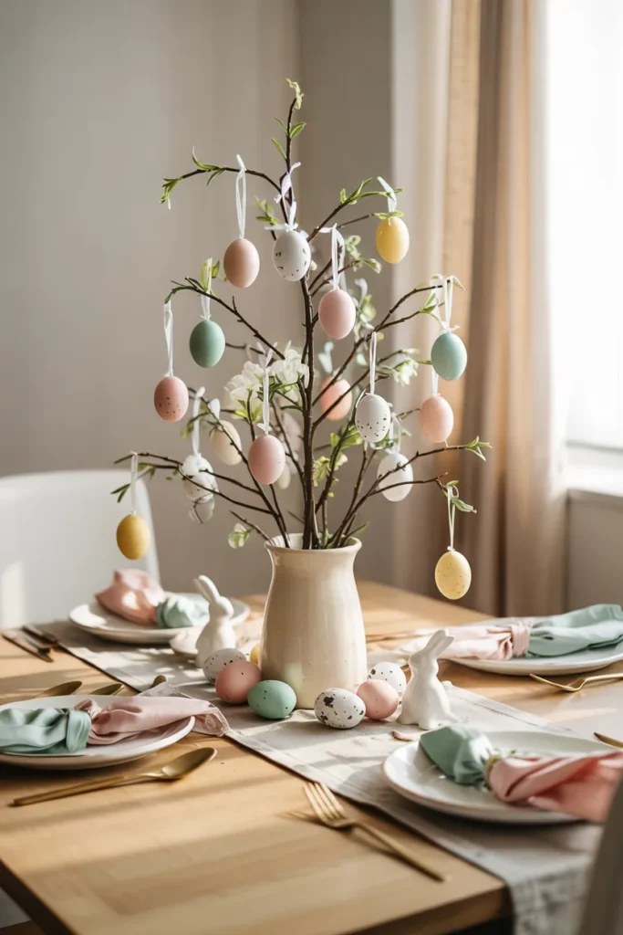 Sophisticated gold accents in unique Easter tablescape ideas.