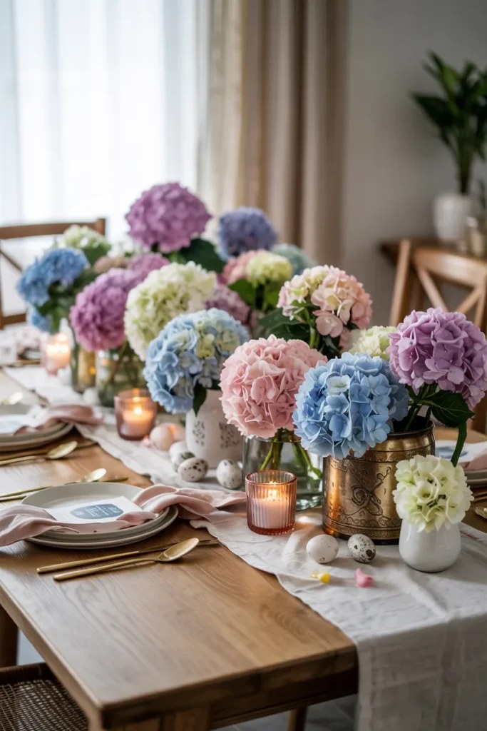 Vintage tableware showcased in lovely Easter tablescape ideas.