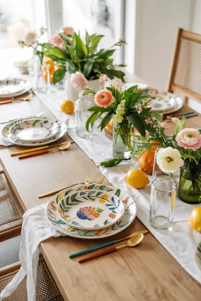 Stylish candle arrangements enhance Easter tablescape ideas ambiance.