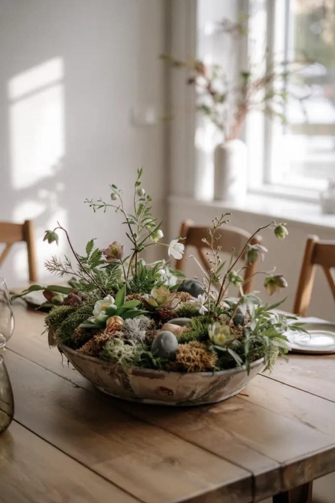 Warm terracotta floral arrangement in a rustic pot.