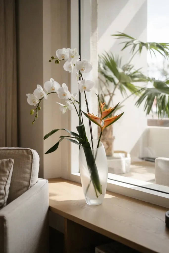 Ethereal floating blooms suspended in a glass bowl.
