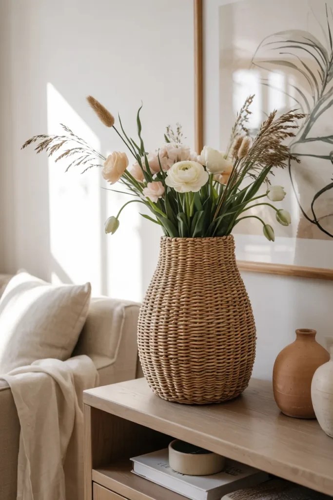 Blush and gold romantic bouquet featuring soft hues.