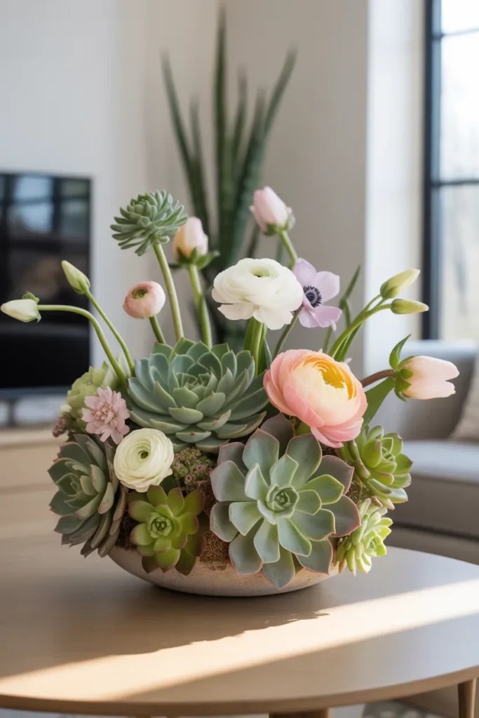 Bold, modern arrangements of flowers in unique patterns.