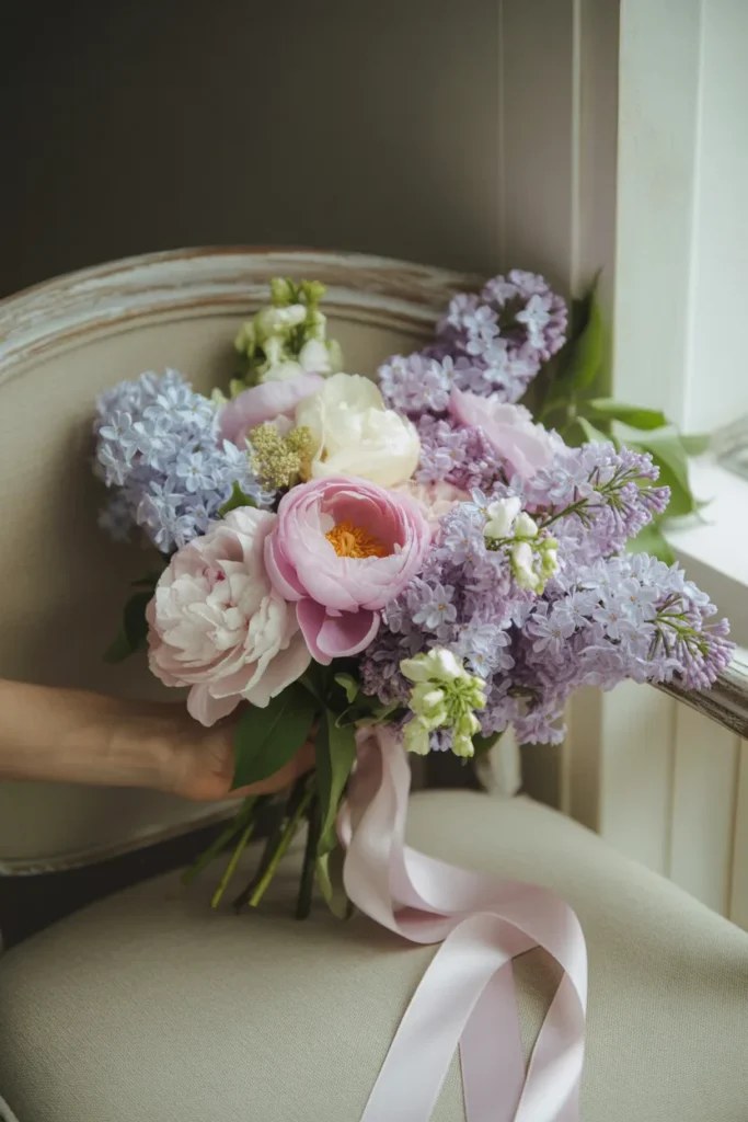 Spring flower arrangements brightening up a living room.