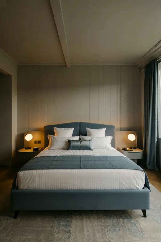 Luxurious guest suite featuring natural materials and greenery