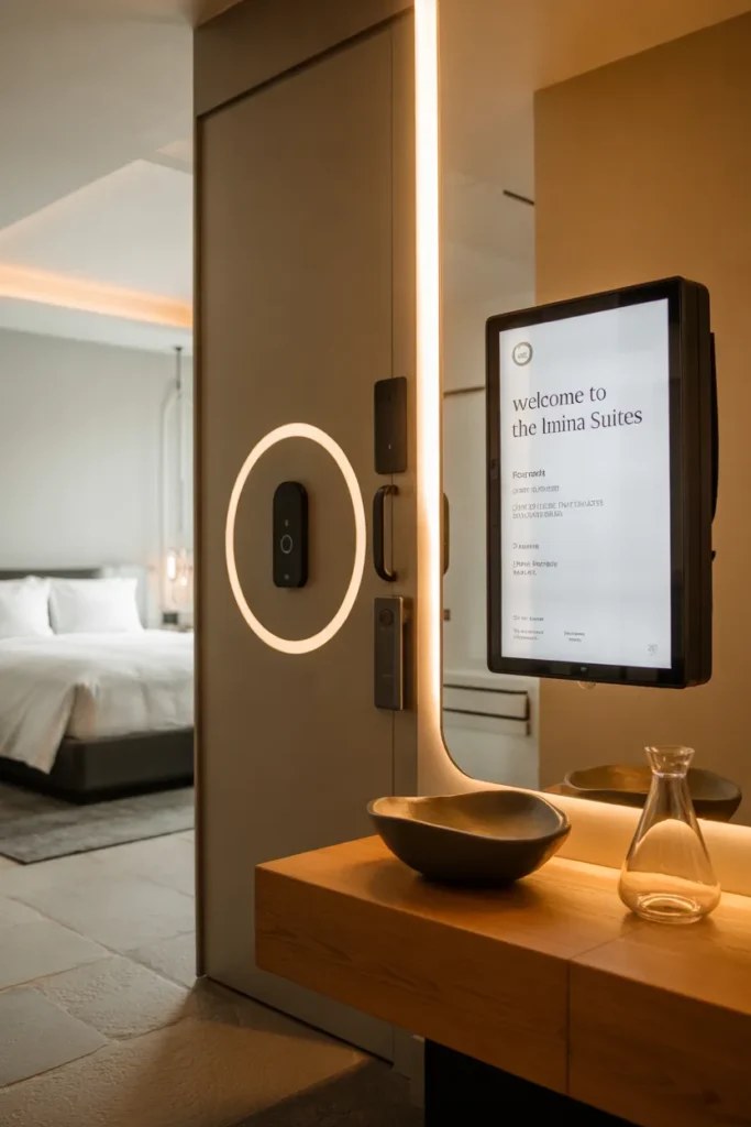 Stylish luxury guest suite ideas with dark wood furniture accents