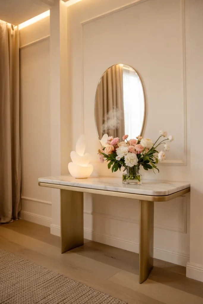 Serene guest suite decorated with calming colors and soft fabrics
