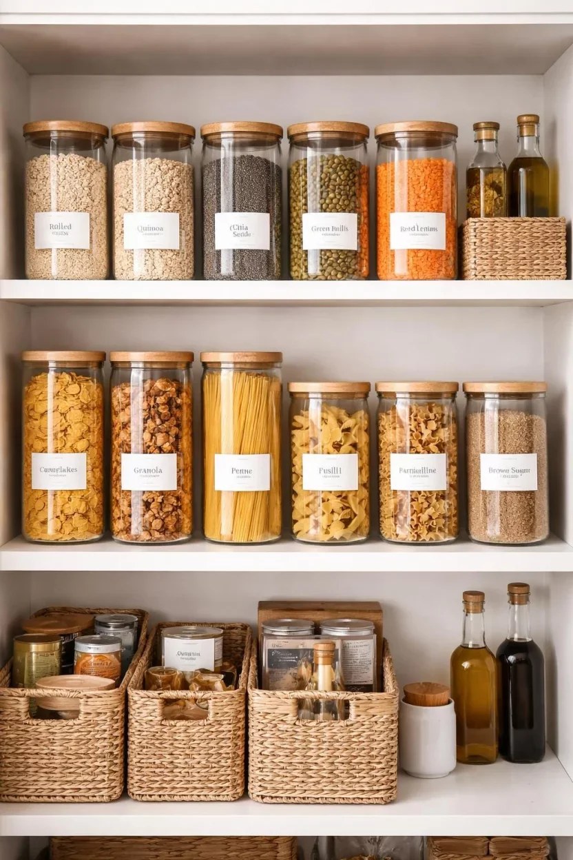 Eco-friendly pantry adorned with reclaimed wood materials