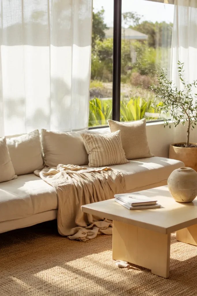 Sunshine-filled corner showcasing easy summer living room ideas