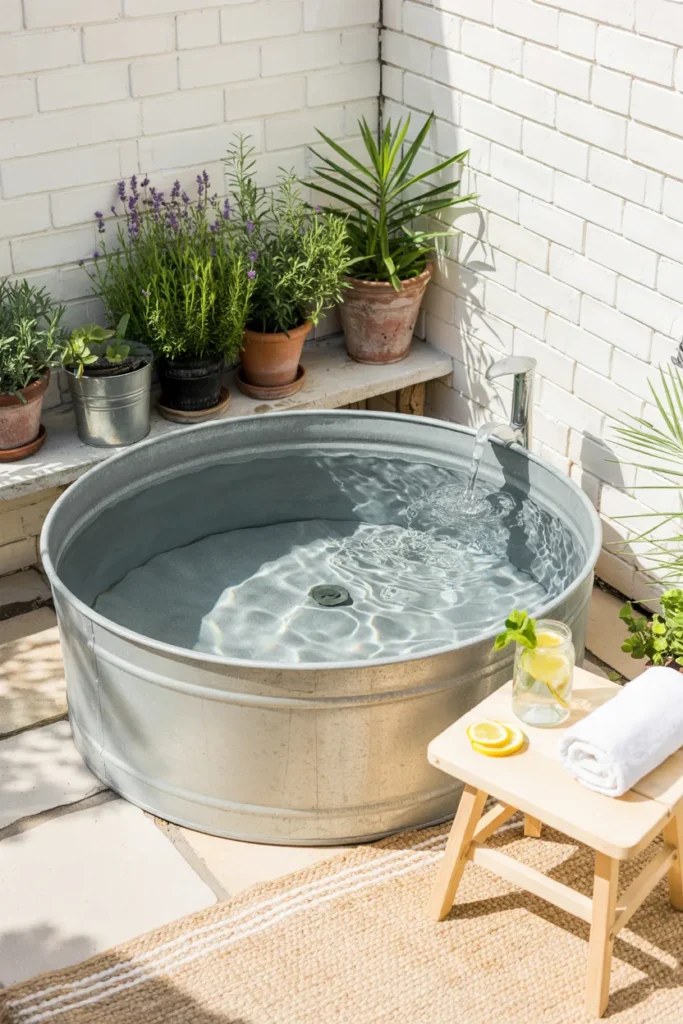 Elegant small plunge pool with integrated spa elements
