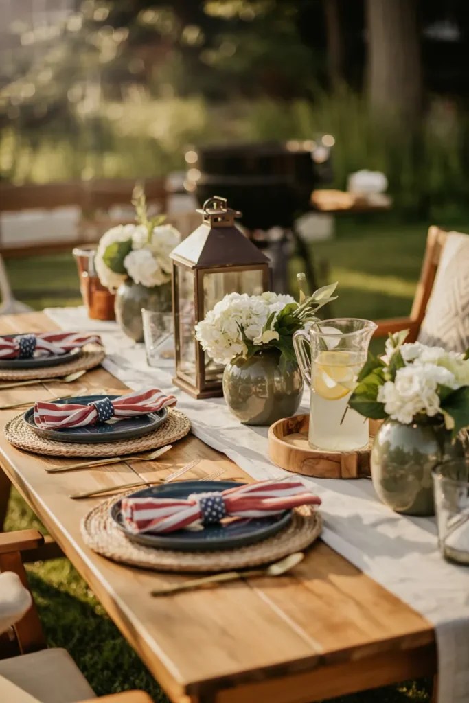 Decorated BBQ station with festive signage