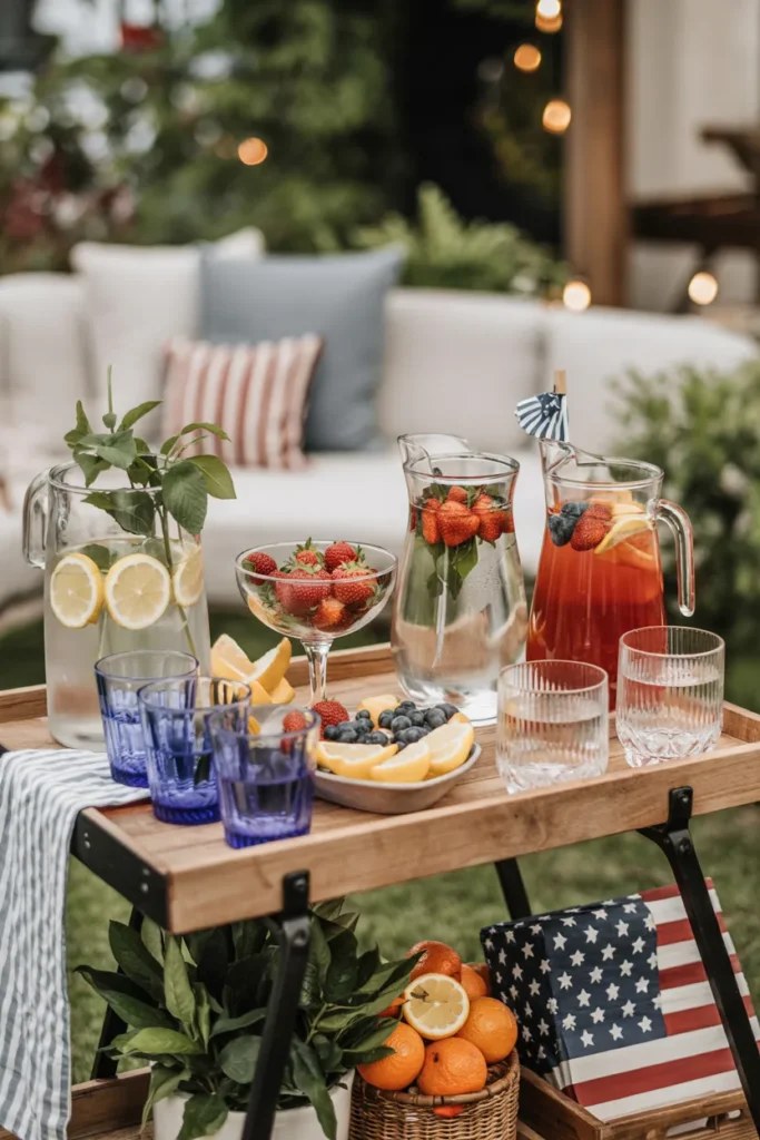 Patriotic decor transforming a simple porch into a festive space