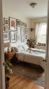 Decorative room divider creating distinct zones.