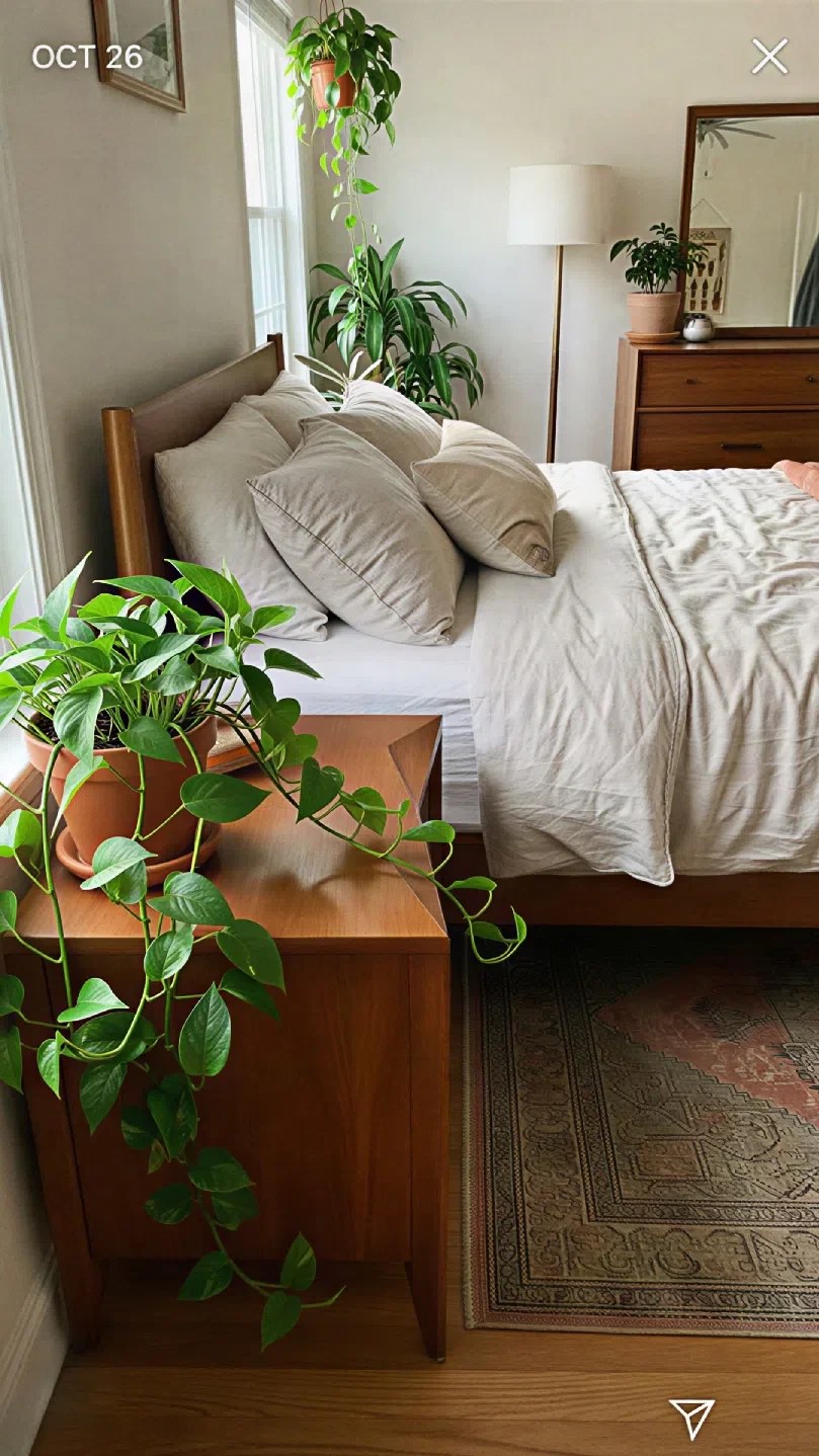 Natural wood furniture adding warmth and coziness.