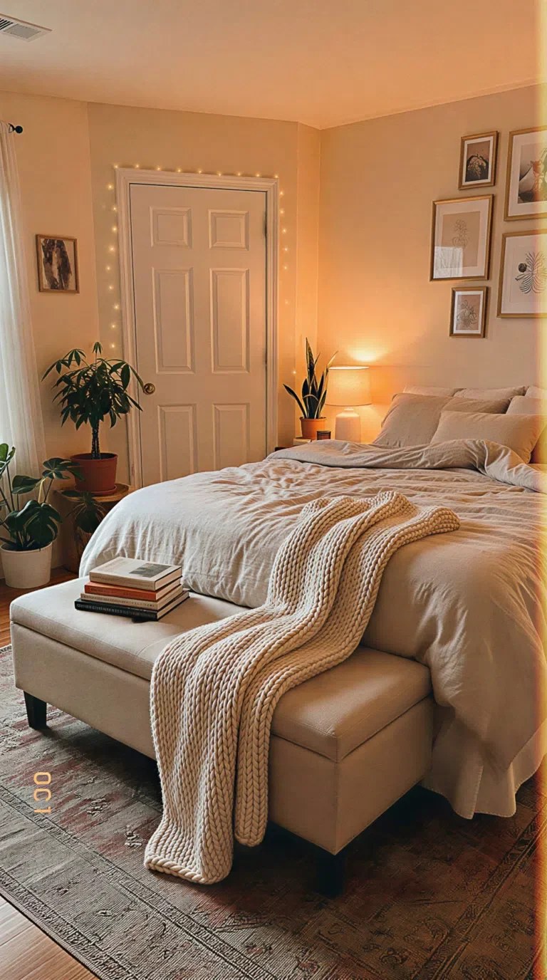 Personalized decor adding character to the bedroom.