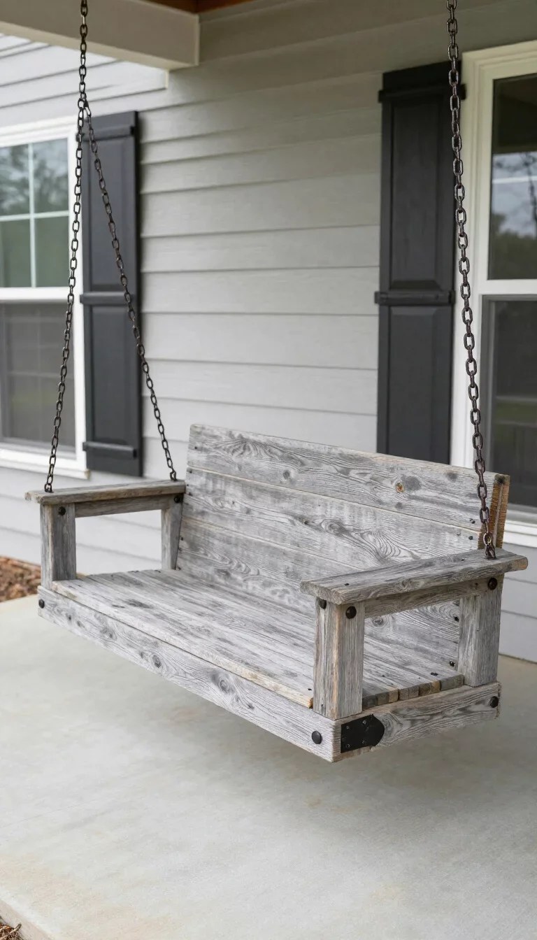 Elegant curved swing offering refined comfort for relaxation.