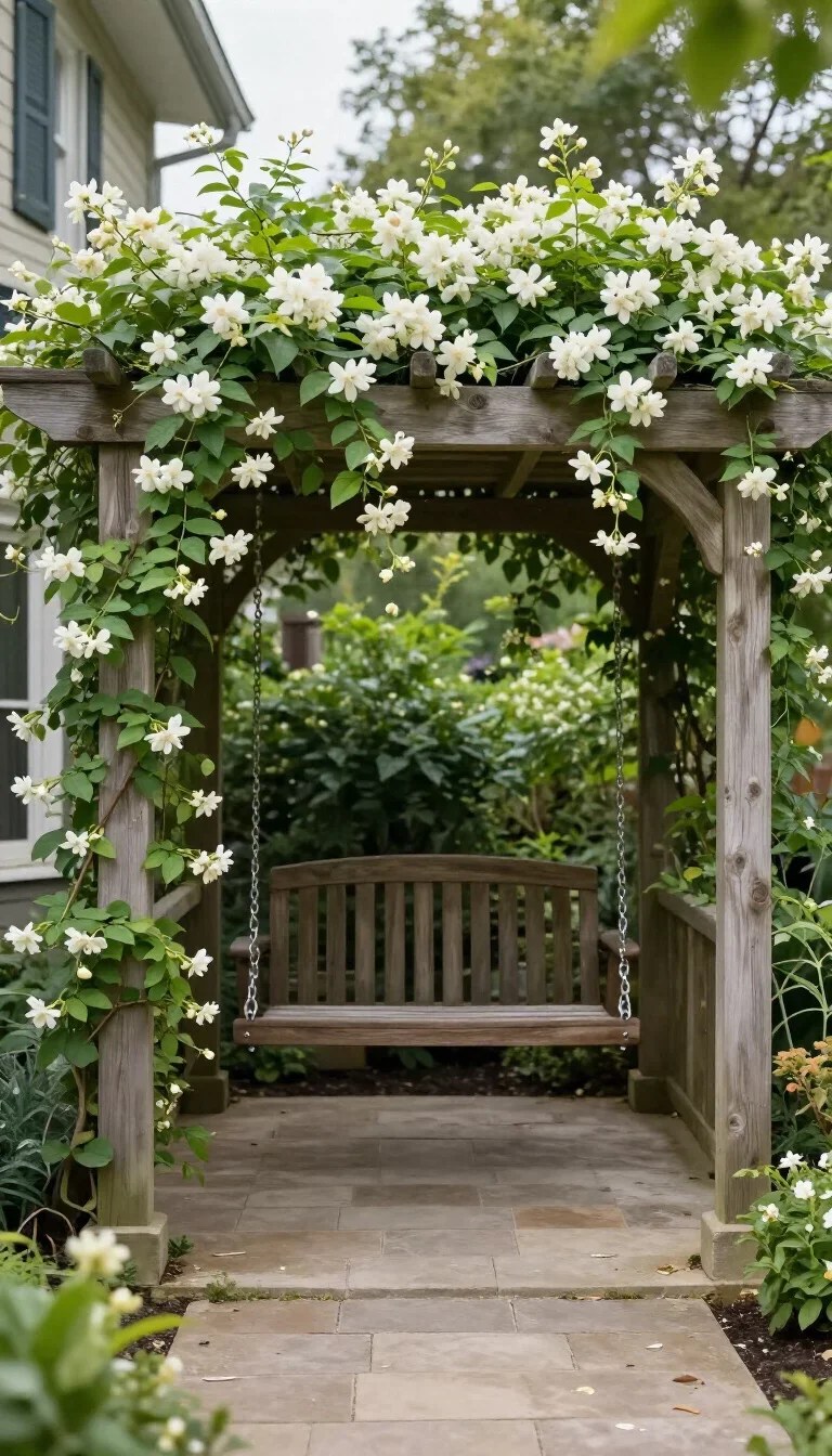 Porch swing with cup holders combining functional elegance for drinks.