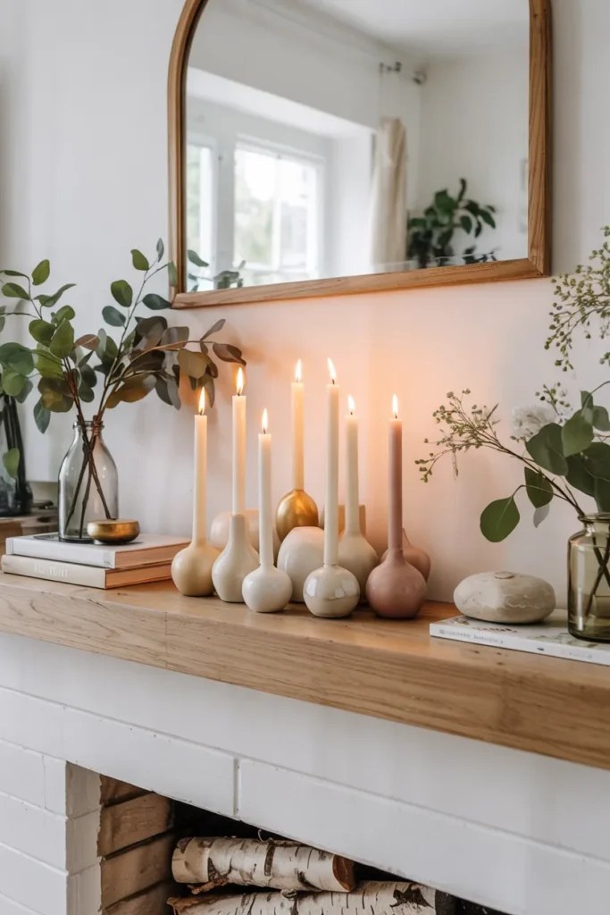 Artisan ceramics highlighting summer mantel decor ideas