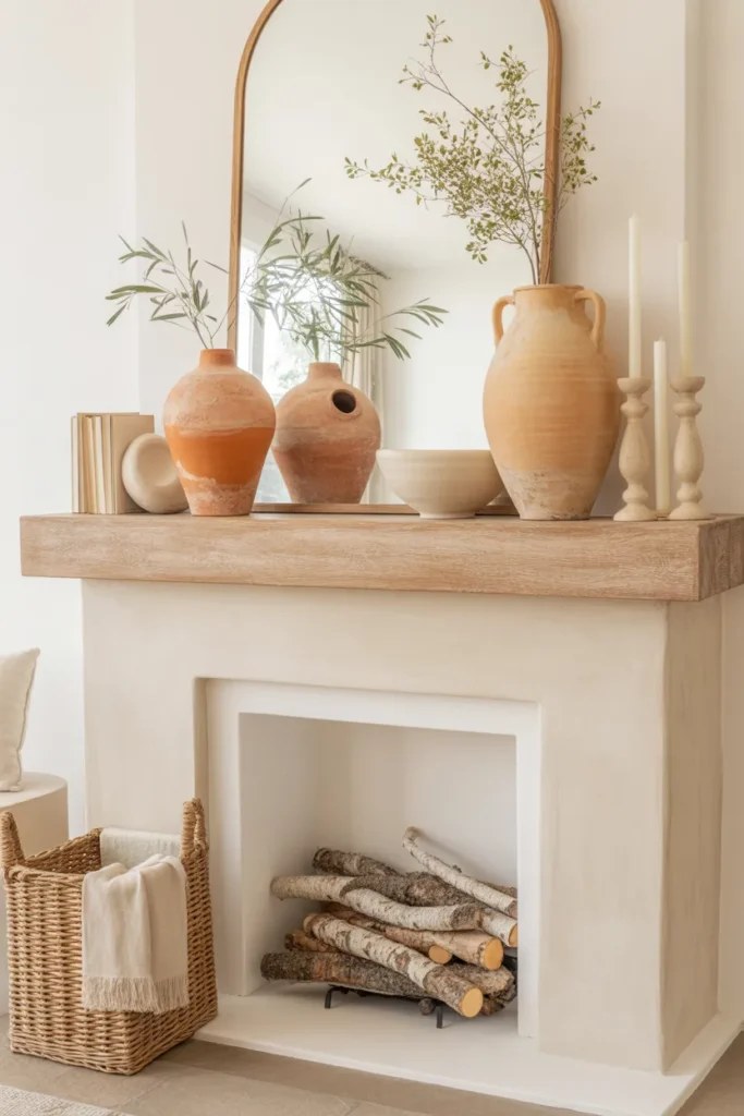 Natural elements enriching summer mantel decor ideas