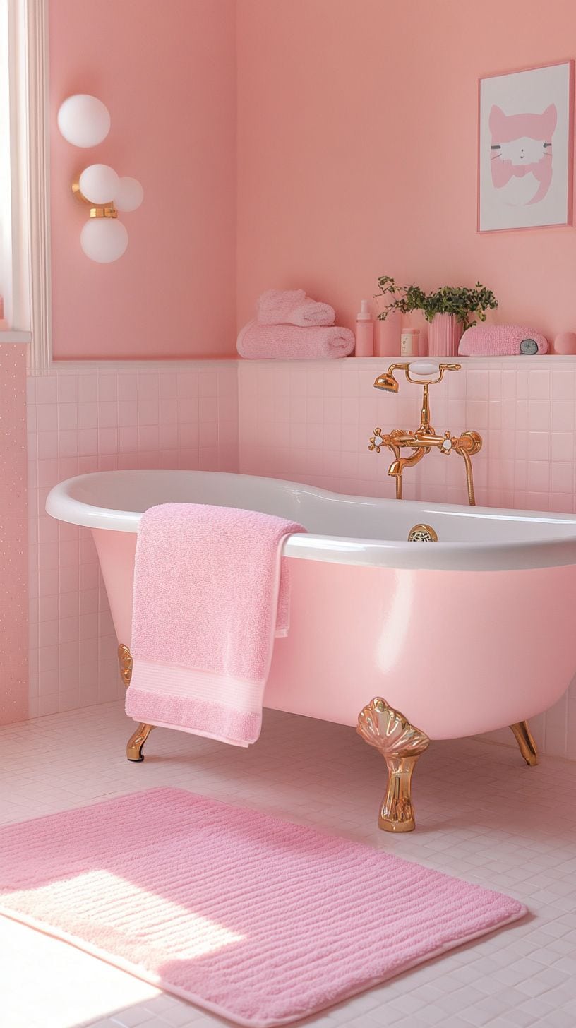 Vibrant Hello Kitty decor with yellow tile accents