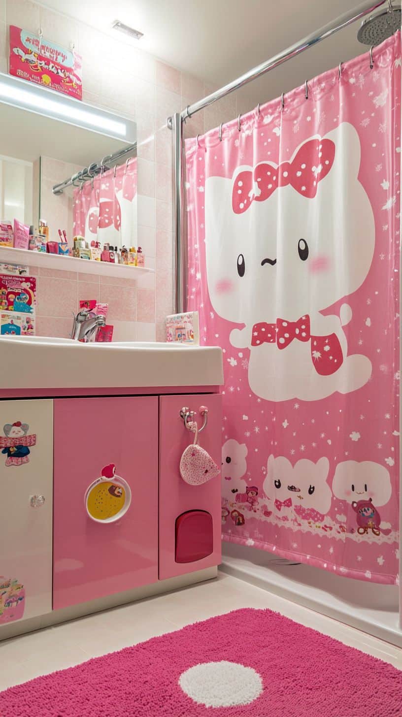 Delightful Hello Kitty shower curtain and accessories