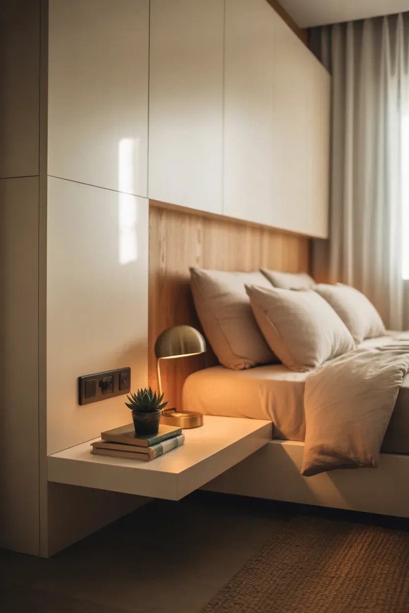 Statement art piece as a focal point in a tiny bedroom.