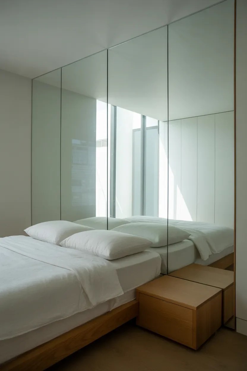 Smart ambient lighting control in a stylish small space.