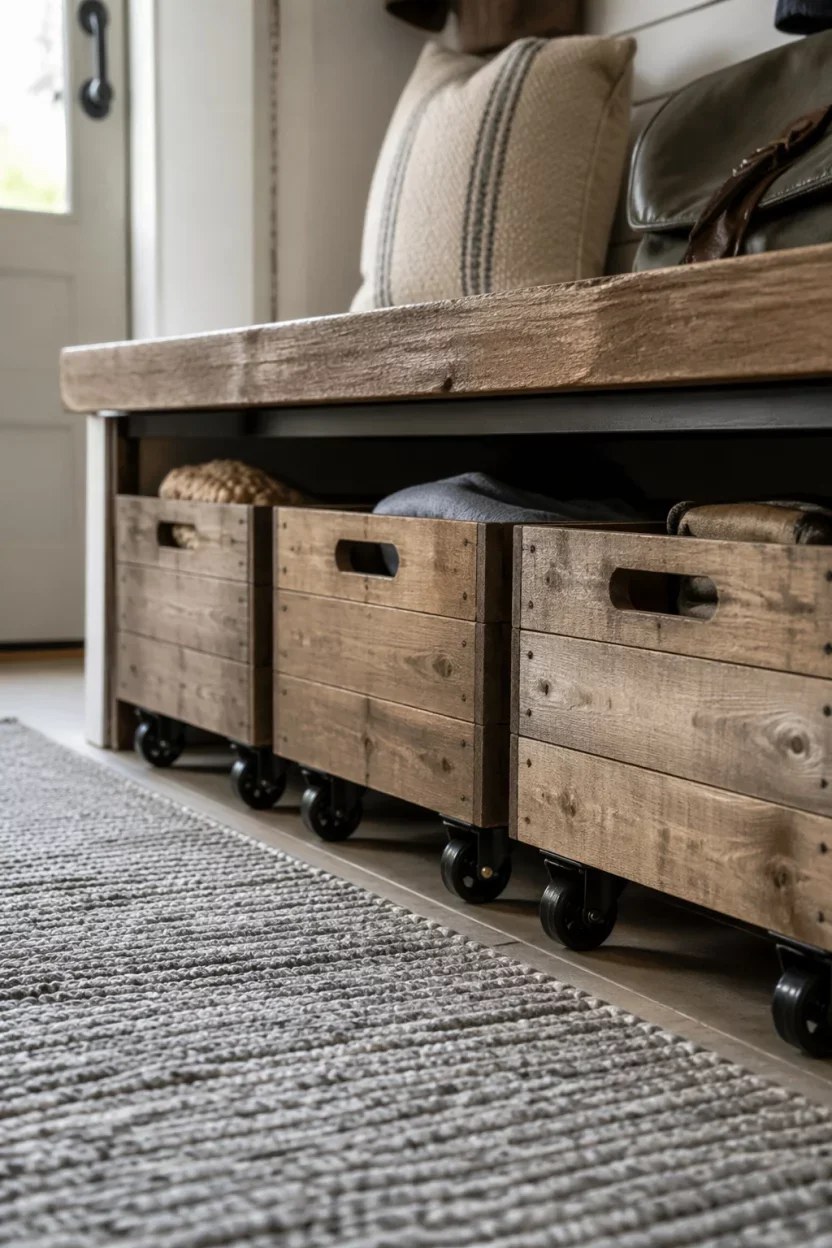 Industrial-style shelving unit featuring pipes and wood.