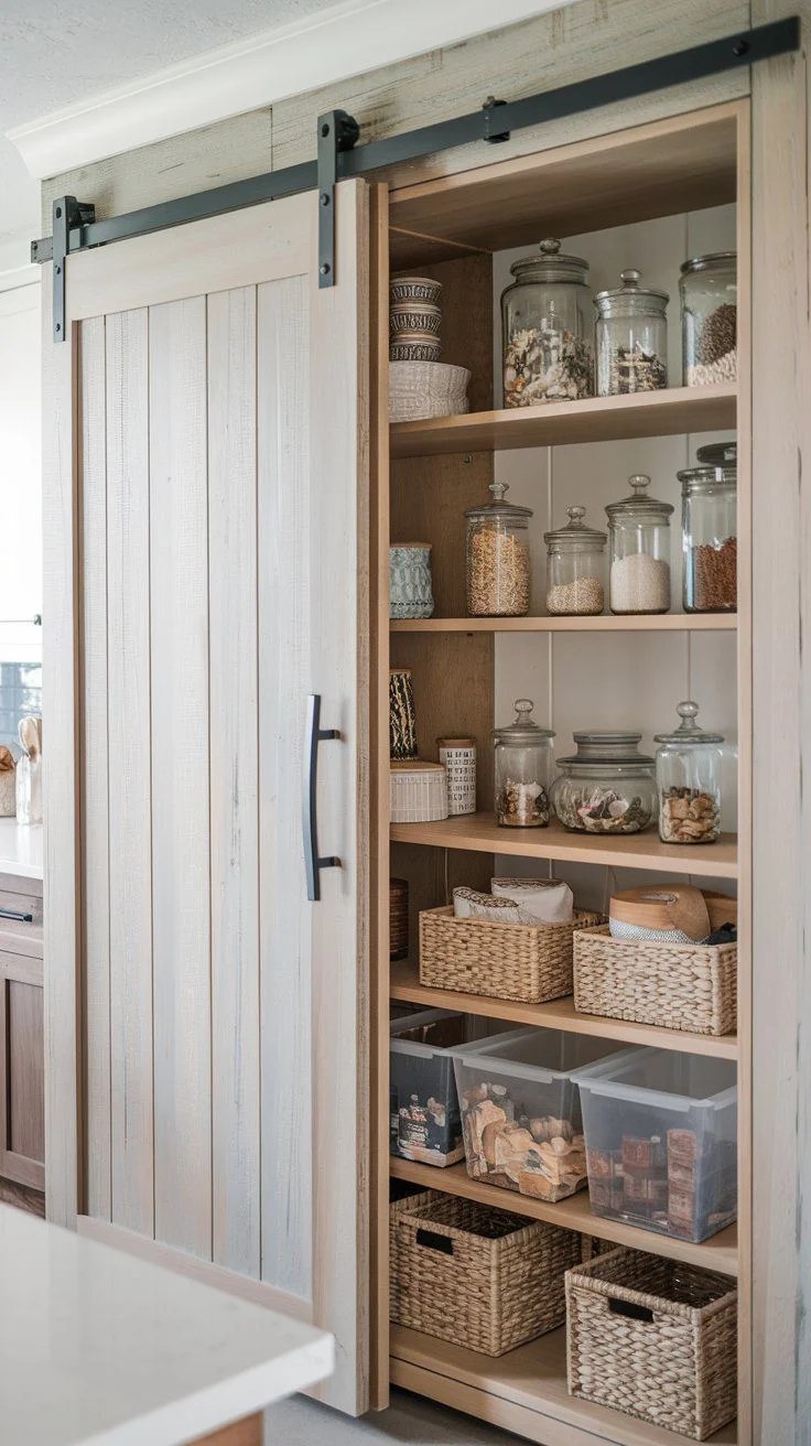 Wall-mounted spice rack creating a colorful display.