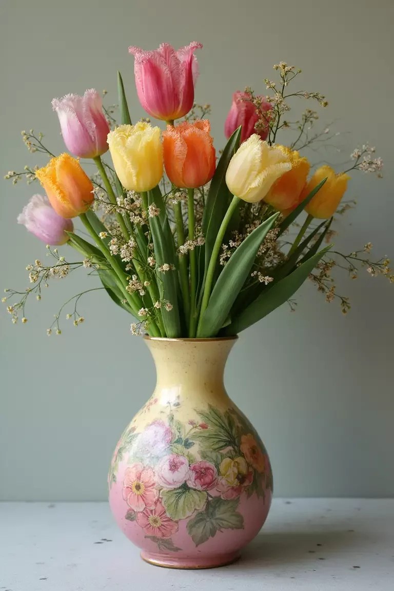 Upcycled tin cans painted for colorful and fun flower displays.