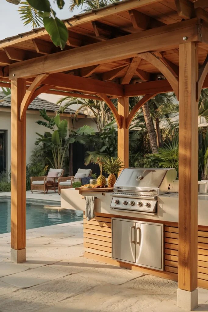 Minimalist outdoor BBQ station ideas focused on clean lines