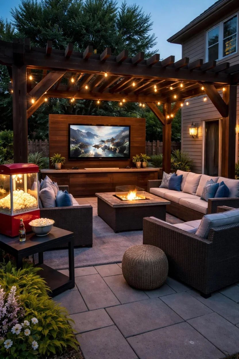Urban oasis pergola surrounded by vibrant vertical gardens.