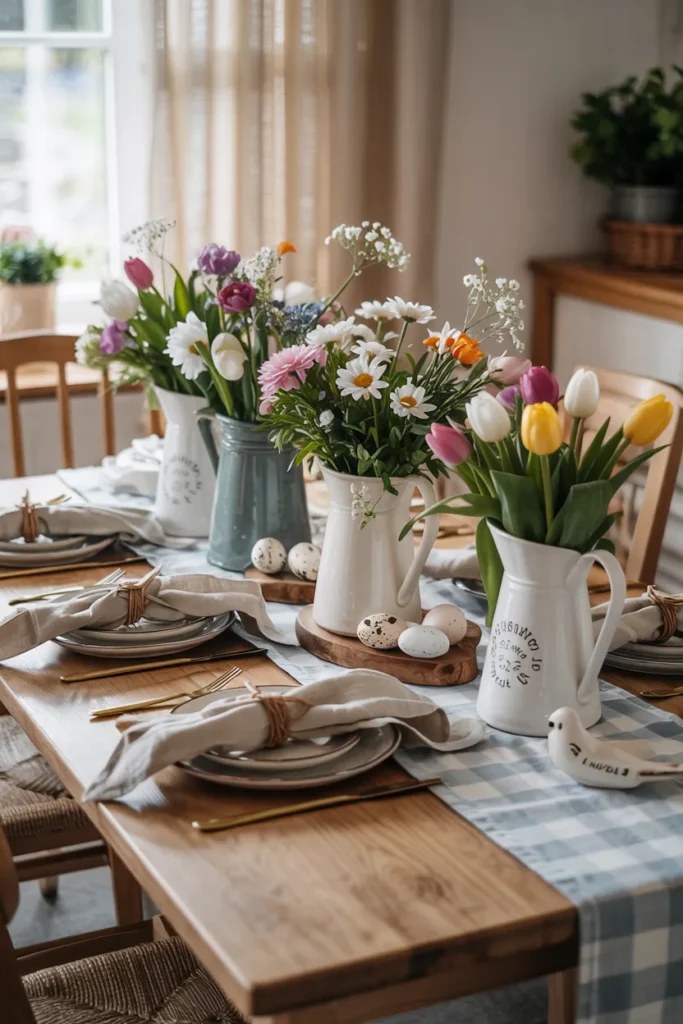 Casual Easter tablescape ideas with relaxed, family-friendly vibes.