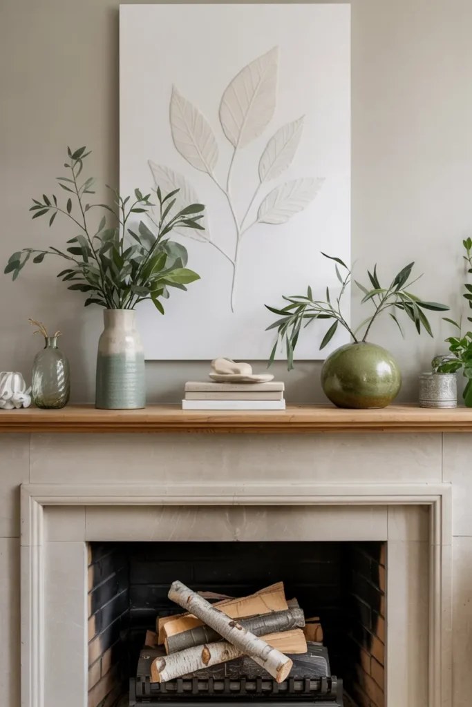Lively summer mantel decor ideas incorporating bright fabrics and textures
