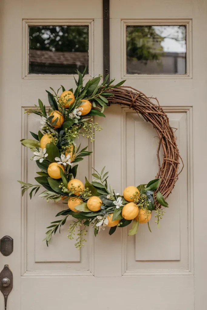 Sophisticated spring wreath ideas with neutral aesthetics