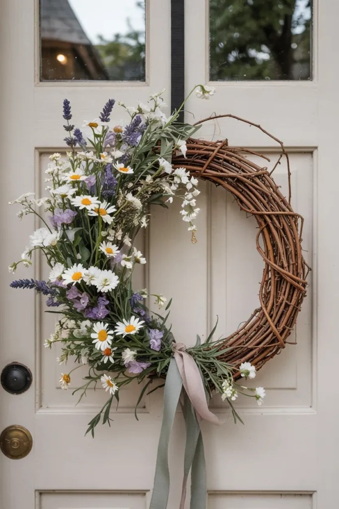 Elegant spring wreath ideas adorned with pastel ribbons