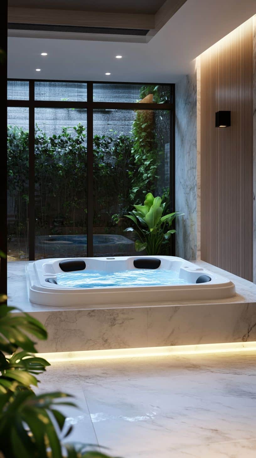 Sleek square Jacuzzi tub design for modern elegance