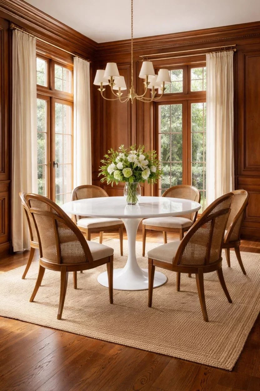 Charming French bistro chairs adorning a dining space