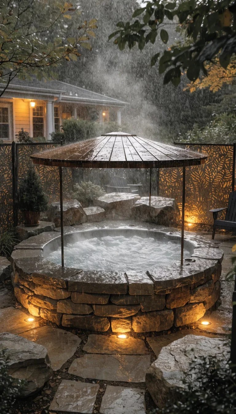 Artistic hot tub gazebo ideas showcasing unique architectural details