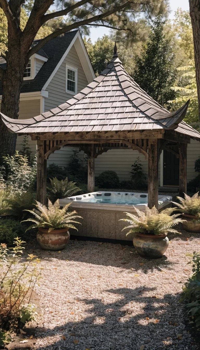 Luxurious hot tub gazebo ideas with plush seating and decor