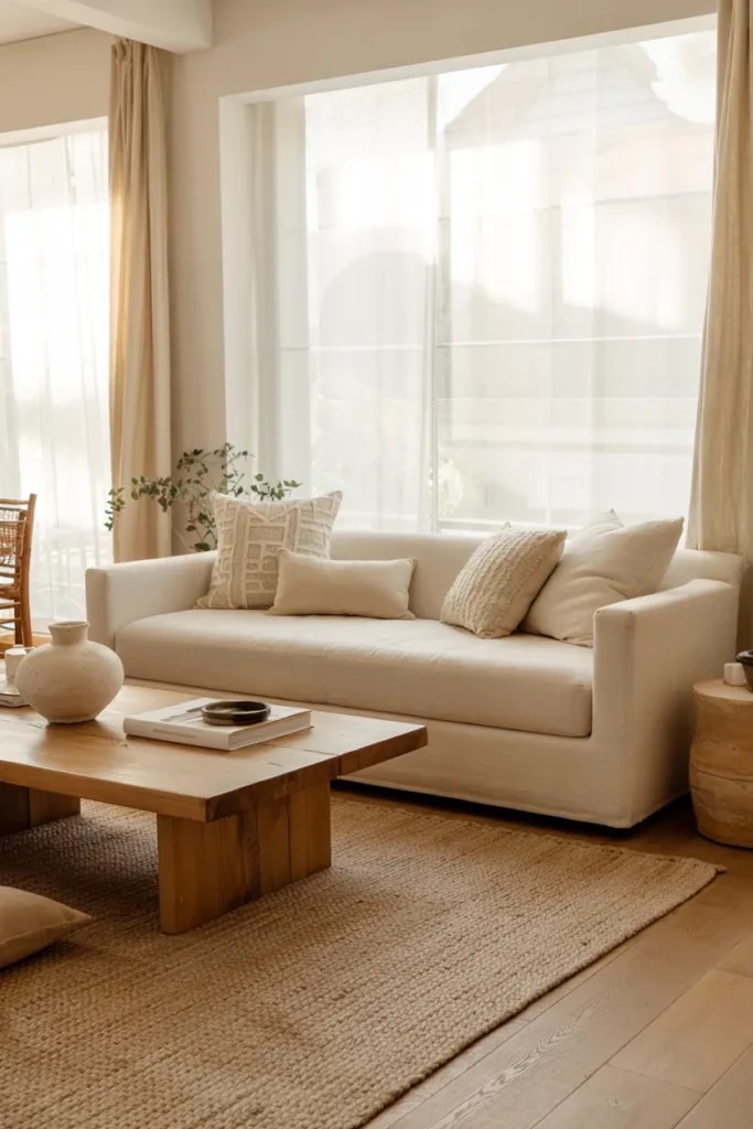 Textured throw pillows adding comfort to modern summer living room ideas