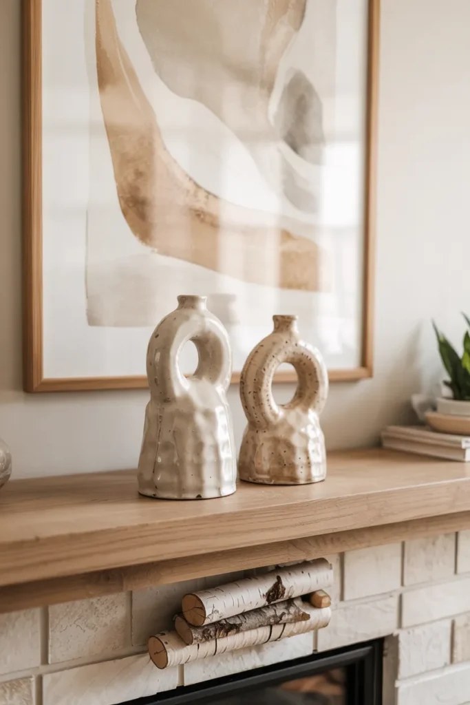 Artful arrangement of beach-inspired summer mantel decor ideas